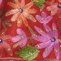 Châle oriental femme rouge brodé perles - Châles en laine faits main