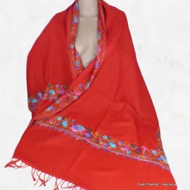 Châle rouge en laine brodé perles - Châles en laine faits main