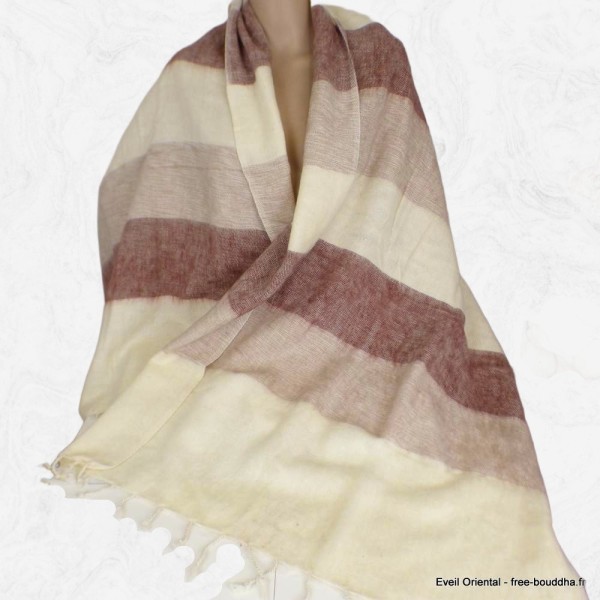 Châle népalais en laine de yack marron beige Tous les pashminas CPLY230