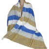 Châle laine de yack bleu moutarde Tous les pashminas CPLY232