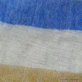 Châle laine de yack bleu moutarde - Châles laine de yak