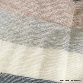Châle nepalais rayures bleu gris - Châles laine de yak