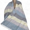 Châle nepalais rayures bleu taupe Tous les pashminas CPLY235