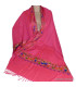 Châle pour femme rose Fuschia brodé fils Pashminas laine et broderies LJ35