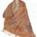 Châle oriental orange rouille laine brodée Tous les pashminas HB36