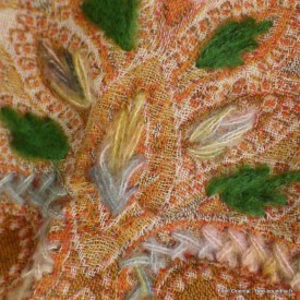 Châle oriental orange rouille laine brodée Tous les pashminas HB36