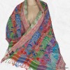 Châle laine brodée rayures multicolores Tous les pashminas HB37
