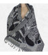 Châle laine brodée gris noir Tous les pashminas HB38