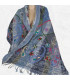 Châle laine brodée dégradé de bleu Tous les pashminas HB40
