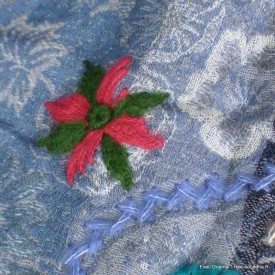 Châle laine brodée dégradé de bleu Tous les pashminas HB40