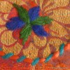 Châle rose fuschia orange laine brodée Tous les pashminas HB42