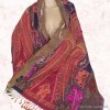Châle pourpre rouge laine brodée Tous les pashminas HB43