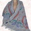 Châle gris bleuté brodé main Tous les pashminas HB45