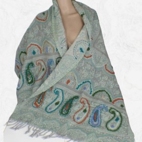 Châle vert taupe en laine Tous les pashminas HB49