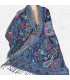 Châle bleu foncé brodé laine Tous les pashminas HB50