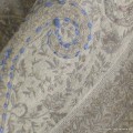 Châle laine taupe bleu brodé Tous les pashminas HB41