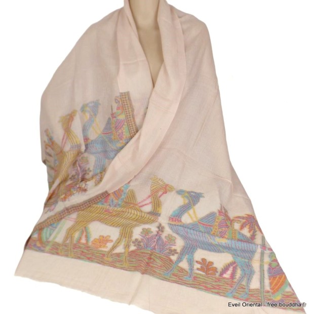 Châle en duvet laine très fine motif ethnique Nos Châles CHALF32