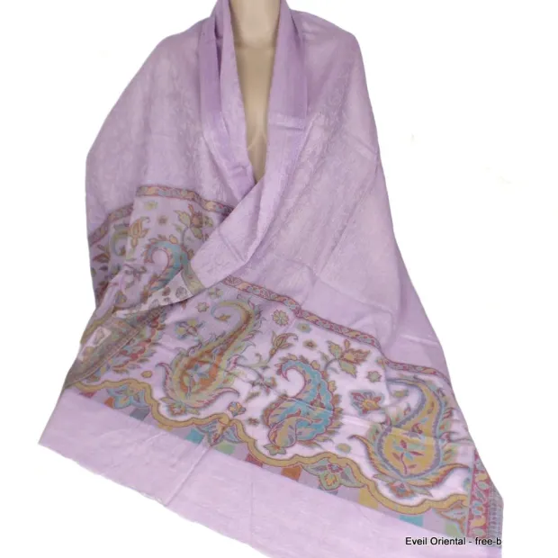 Châle violet parme en laine duvet - Châles en laine faits main