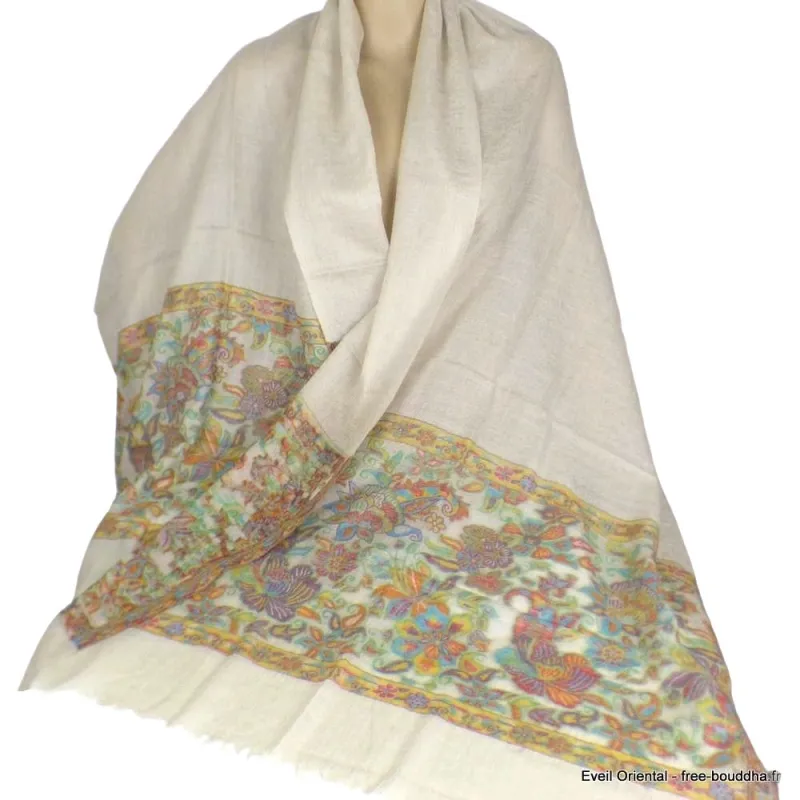 Châle beige en laine duvet - Châles en laine faits main