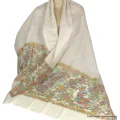 Châle beige en laine duvet - Châles en laine faits main