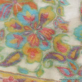 Châle beige en laine duvet - Châles en laine faits main