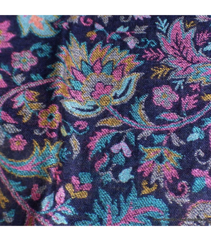 Châle motifs cachemire bleu nuit Nos Châles CHALF36