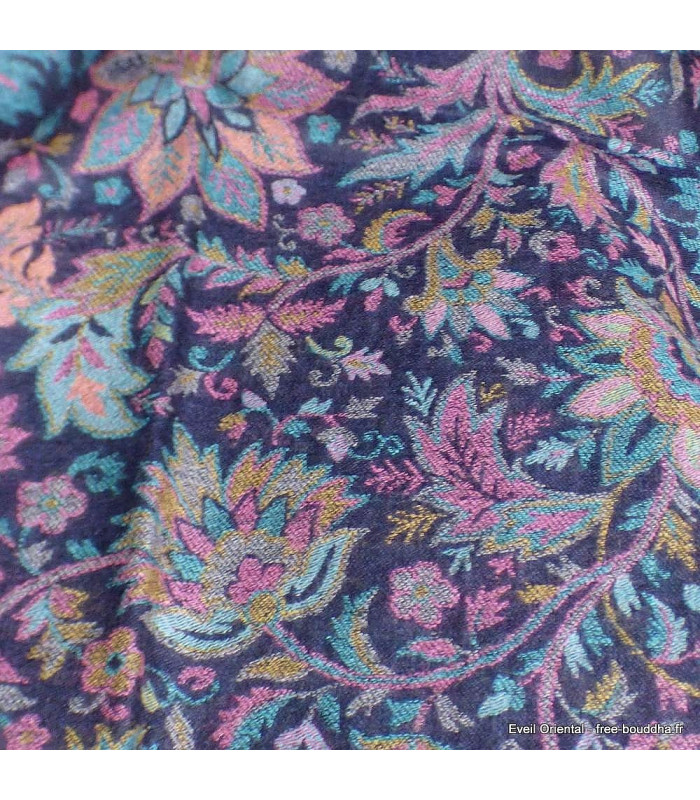Châle motifs cachemire bleu nuit Nos Châles CHALF36