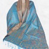 Châle turquoise cuivré soie naturelle Tous les pashminas CSS91