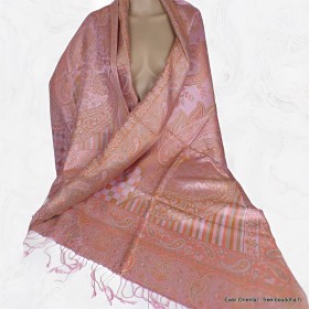 Châle rose saumon soie naturelle Tous les pashminas CSS93