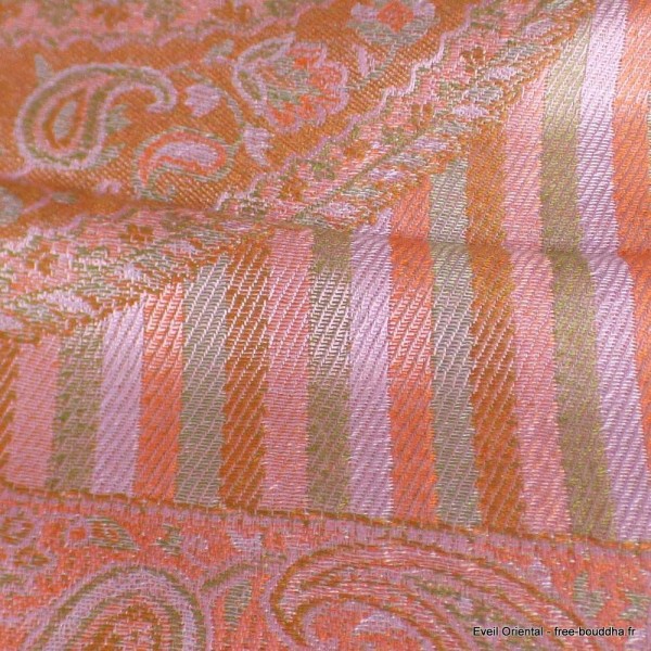 Châle rose saumon soie naturelle Tous les pashminas CSS93
