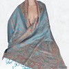 Châle turquoise or rose soie naturelle Tous les pashminas CSS95