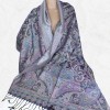 Châle soie noir mauve Tous les pashminas CSS96