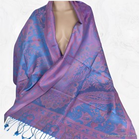 Châle en soie turquoise violet Tous les pashminas CSS99