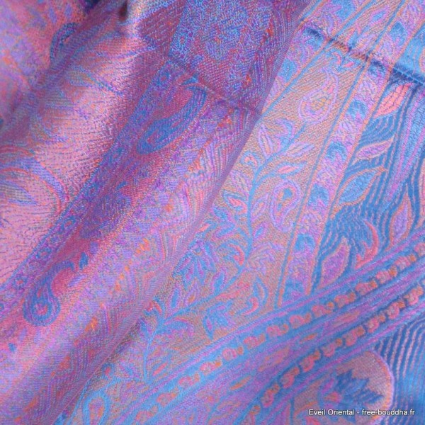 Châle en soie turquoise violet Tous les pashminas CSS99