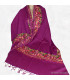 Grand châle pour femme brodé couleur prune Pashminas laine et broderies NCT22
