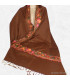 Châle femme laine marron chocolat brodé fil Pashminas laine et broderies CBP18