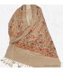 Châle ethnique népalais beige brodé fleurs Pashminas laine et broderies NCT14-a