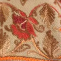 Châle ethnique népalais beige brodé fleurs - Châles en laine faits main