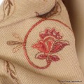 Châle ethnique népalais beige brodé fleurs Pashminas laine et broderies NCT14-a