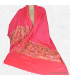 Grand châle en laine fuschia brodé perles Pashminas laine et broderies NCT19