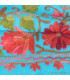Châle turquoise en laine fine brodée Pashminas laine et broderies NCT18