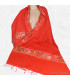 Grand châle rouge pour femme en laine fine brodée Pashminas laine et broderies NCT23