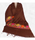 Châle en laine marron pour femme brodé perles Pashminas laine et broderies LJ32