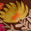 Châle en laine marron pour femme brodé perles Pashminas laine et broderies LJ32