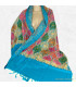 Châle pashmina oriental turquoise Pashminas laine et broderies CBP15