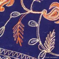 Pashmina oriental bleu nuit brodé - Châles en laine faits main