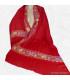 Châle rouge en laine brodée motifs fleurs et perles Pashminas laine et broderies CBP11