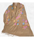 Châle ethnique brodé fleurs beige Nos Châles CNBR10