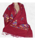 Châle népalais bordeau brodé fleurs Nos Châles CNBR2