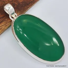 Pendentif oval Onyx vert - Pendentifs pierres naturelles